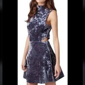 Topshop crushed velvet cut out dress
